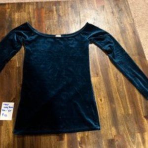 Dark Teal Velvet Off The Shoulder